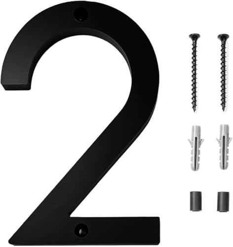 Número de casa moderno cepillado 6 pulgadas para Casa en Negro Placa Flotante de Número de Casa Números de puerta Modernos Números de puerta Modernos Números de Dirección de casa de calle，numero 2