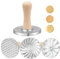 3 Sets Metal Cookie Stamp, Biscuit Press Cutter Mold Set with Wooden Handle, Round Cookie Embossing Stamp for DIY Baking Cake Pastry Gift Package, 3 x 3 inch, Silver