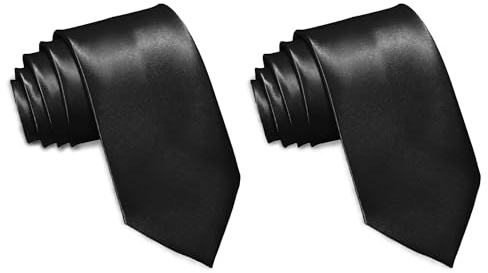BOZONGO Black Tie for Mens & Womens, 148x8 cm Satin Neck Tie – Perfect for Weddings, Funerals, Christmas, Casual Wear, Skinny Tie Look, and Formal Events