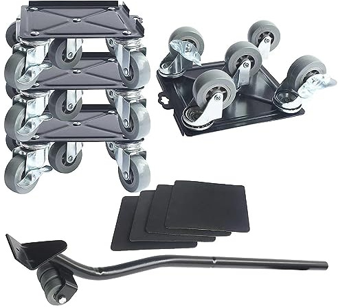 Chariot de déménagement de meubles robuste avec 5 roues et élévateur – Ensemble d'outils de déplacement rotatifs à 360° pour un transport facile d'appareils lourds, canapés, réfrigérateurs, pianos