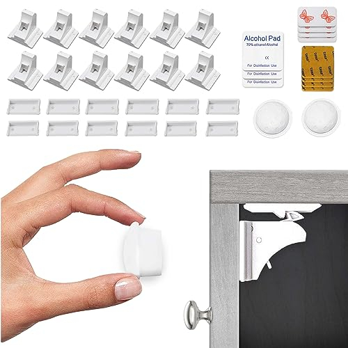 Eco-Baby Kindersicherung Schrank- und Schubladensicherung - Magnetisches Schrankschloss ohne Bohren - Schranksicherung für Baby Sicherheit in Küche, Bad, Wohnzimmer - 12 Schlösser und 2 Schlüssel
