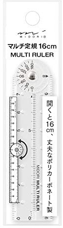DESIGNPHIL 42263006 Midori Multi Ruler, 6.3 inches (16 cm), Transparent