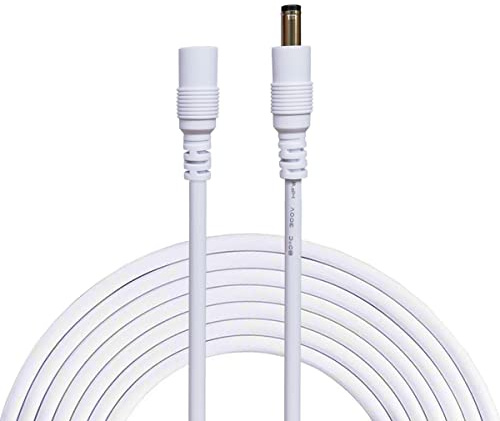 Liwinting 3m/9.84Feet DC Verlängerungskabel 5.5 mm x 2.1 mm Anschlusskabel Gleichstrom Verbinderkabel DC Verteiler Männlich zu Weiblich Verbinder für Netzteil, LED, CCTV-Kamera Power - Weiß