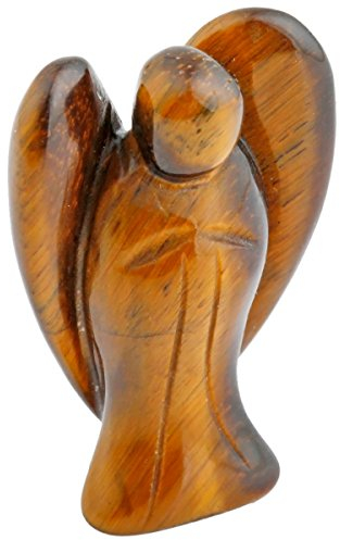 Nupuyai Engel Edelstein Schutzengel Figur Kristall Taschenengel Heilstein Talisman Glücksbringer Engelsstatue Fengshui Dekoration(Tigerauge)