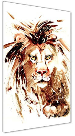 Tulup - Impression sur Verre Acrylique - 70x140 - Image sur Plexiglas - Déco Mural derrière Le Plastique - Tableaux pour la Mur - Mural Art - Décoration - Art: Moderne et Classique - Brun - Lion