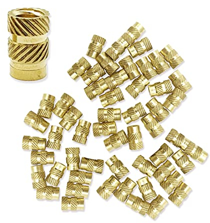 Inserto de Rosca, Tuerca Autoajustable de M4 50 Piezas, Tuercas Moleteadas Con Rosca Interna de Latón, para Piezas de Impresora 3D, Bricolaje