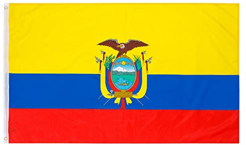 PHENO FLAGS Ecuador Flagge 90x150cm - wetterbeständige Fahne mit Messingösen, 100% Polyester, robuste Doppelnaht & in lebendigen Farben - ideal für Flaggen-Liebhaber