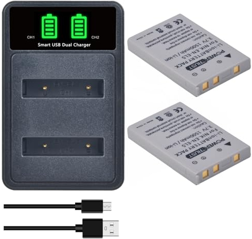 PowerTrust 2-Pack EN-EL5 Battery with Charger for Nikon Coolpix P90 P80 P500 P520 P510 P6000 P530 P3 P4 P100 Coolpix S10 P5000 P5100 Camera