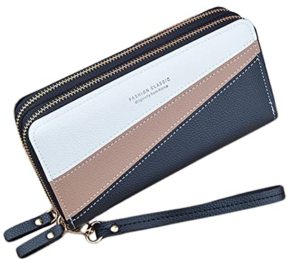 Diyafas Portamonete con Doppia Cerniera per Donna Porta Carte Portafoglio Lungo di Grande Capacità Borsa del Telefono con Cinturino da Polso