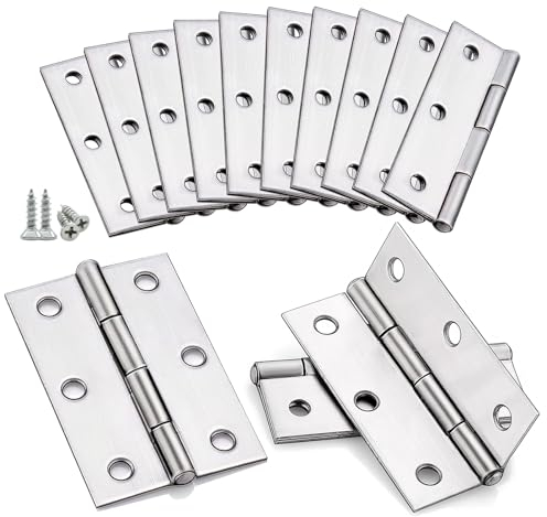 10 Stück Scharniere Klappbar 44mm × 31mm, Edelstahl Scharnier Klavierband Scharnieren Klein Scharnierband, Türscharnier für Türen Fenster Schränke mit 60 Stück Schrauben