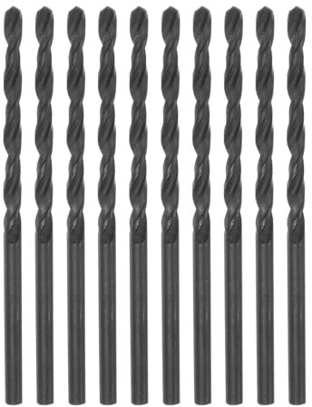 sourcing map 10pcs Jobber Drill Bits 2.5mm (3/32) Nitride Coated High Speed Steel (HSS) 4241 Twist Drill Bits for Stainless Steel Copper Aluminum Alloy Metal Wood Plastic, Black