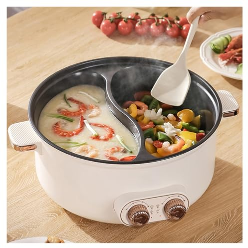 HJXBD888 Appareil Fondue, Double Interrupteur de Commande Feu à Trois Vitesses RevêTement AntiadhéSif Appareil Fondue Chinoise, IdéAl pour Les RéUnions De Famille (avec 2 Filets Non éTanches),7.5L