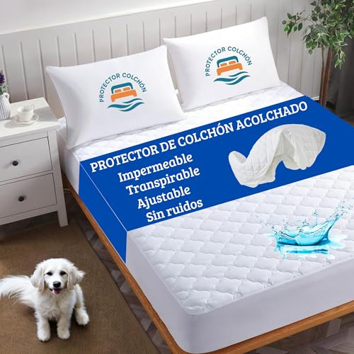 Protector Colchon 105 Acolchado. Cubre Colchon Impermeable Transpirable y Ajustable | Protector Colchon Impermeable 105x200 Acolchado | Protector Cama 105x190 /200