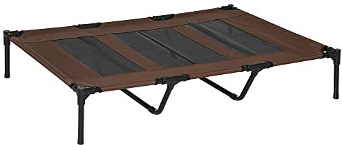 PawHut Raised Dog Bed Cooling Elevated Pet Cot with Breathable Mesh for Indoor Outdoor Use Brown, XX Large, 122 x 92 x 23cm