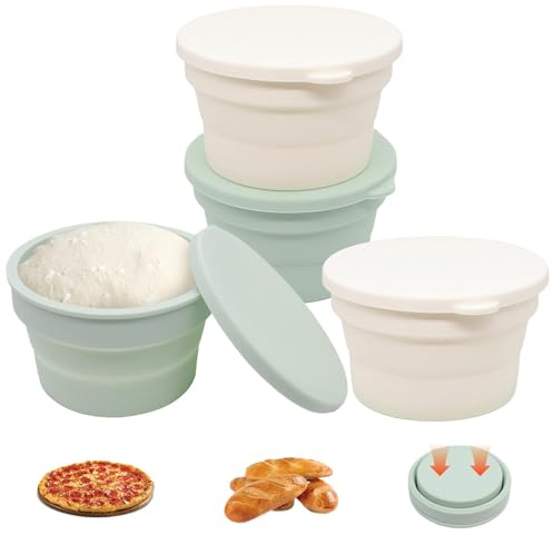 mumisuto BoîTes De Fermentation Pour Pizza, Lot De 4 BoîTes à Pizza Avec Couvercle AntiadhéSif En Silicone, BoîTe à PâTe à Pizza Pliable, RéCipient De Fermentation Empilable