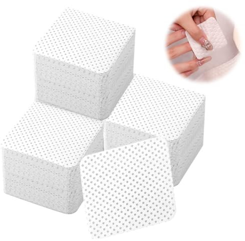 OUDQFCJ 400 pezzi Pad senza, Tampone Salviette in Cotone, Rimozione Pulizia Pads Cleaner Gelnägel, Finitura del Manicure, Nail Art fai da te e saloni, dischetti cotone (Bianco)