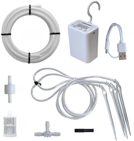 Jardibric - Kit di irrigazione a goccia autonomo con pompa programmabile a batteria 72 l/h - Sistema completo per irrigazione di 16 piante SUMMER KIT SK16