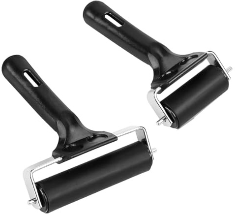 JFangZHZH Gummiwalzen,2 Stück Kleberwalze Brayer Roller,Andrückroller,Paint Ink Brush,Kunst Painting Tool,für linoldruck,Stempeln,Drucken, Tapeten und Kunsthandwerk(6cm/10cm)