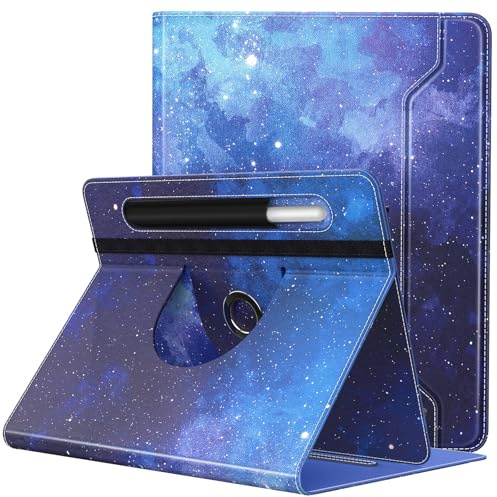 TiMOVO Custodia Universale per Tablet da 9-11 inch, Cover Protettiva con Supporto Girevole a 360 Gradi e Tasca per Penna per Tablet Schermo Tattile Android da 9 10 10.1 inch, Cielo Stellato Blu