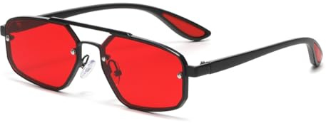 Long Keeper Gafas Luz Azul Unisex Moda Computadora Gamer Gafas Marco De Metal Gafas Transparentes Hombre (Negro Rojo)