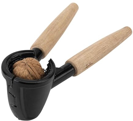 JATA HOGAR HACC2502 - Cascanueces de Aluminio con Mango de Madera – Rompe Nueces, Almendras y Avellanas sin Dañar el Fruto – También Descorcha Tapones de Champán – Resistente, Ergonómico y Compacto