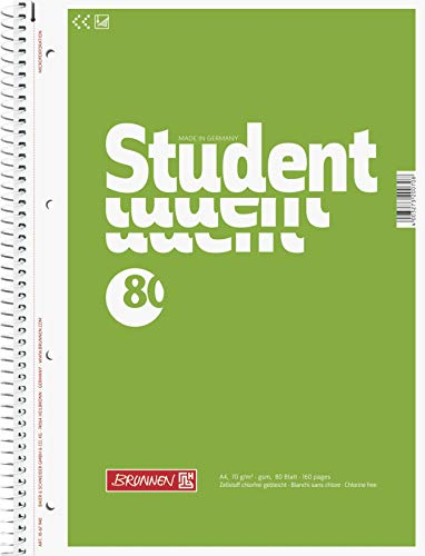 Brunnen Collegeblock Student, A4, 70 g/m², 80 Blatt (10 Blöcke, unliniert)