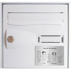 DECOHO - Plaque de Maison personnalisée Family - Plaque boîte aux Lettres Plastique Argent - 5 Membres, Gravure Laser, 12x8 cm, adhésif 3 - Argent