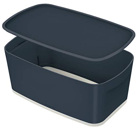 Leitz MyBox kleine Aufbewahrungsbox mit Deckel, Samtgrau, Cosy-Serie, 52630089, Dunkelgrau