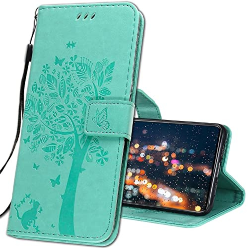 IMIRST Coque pour Xiaomi Redmi 9T Rabat Étui, Xiaomi Poco M3 Protection Housse en Cuir PU, Coques Portefeuille pour Xiaomi Redmi 9T / Xiaomi Poco M3 Smartphone. KT1 Wish Tree Green