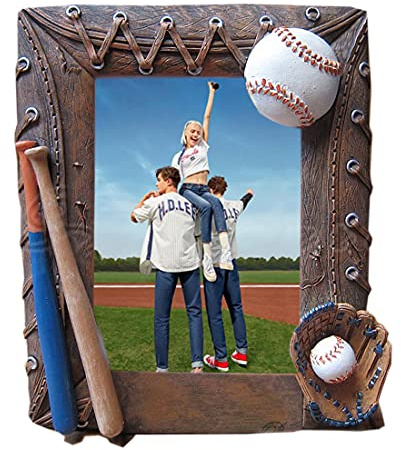 Luai Fashion Handmade Photo Frame 3D Baseball Sports Frame Birthday Gifts for Men,Women,Athletes,Coaches,Teams (Brown)