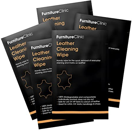 Leather Cleaning Wipes – Biodegradable & Compostable Leather Wipes - For Quick Removal of Everyday Stains on Leather Sofas, Car Seats, Handbags & Shoes (50)