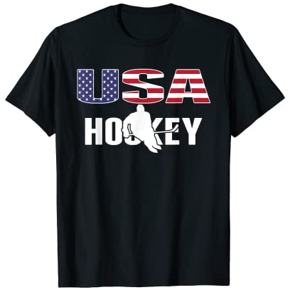 America Ice Hockey Lovers Jersey - USA Flag Hockey Team Fans Women Kids Men T-Shirt