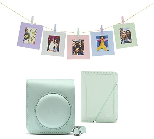 INSTAX mini 12 acessory kit, Camera case, Photo Album, Hanging Cards and pegs, Mint Green
