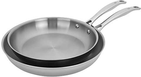 HENCKELS Clad H3 2-pc Induction Frying Pan Set, 10-inch Fry Pan and 12-inch Fry Pan, Stainless Steel, Durable and Easy to Clean