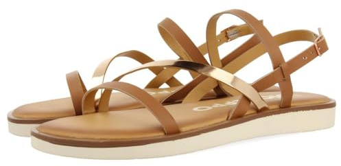 GIOSEPPO Sandalias DE Piel con Tiras Color Cuero Y Metalizado para Mujer CARBIS