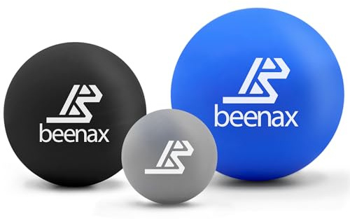 Beenax Lacrosse Massage Ball (Set of 3) - Trigger Point, Myofascial Release, Plantar Fasciitis, Deep Tissue, Yoga, Pilates, Rehab, Physio - Shoulders, Neck, Back, Foot, Body