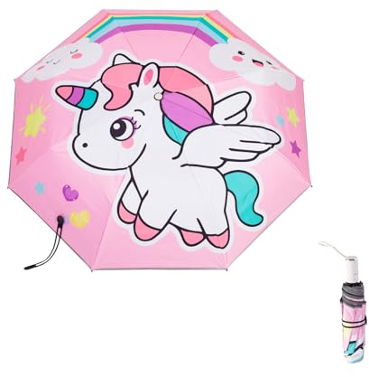 Afkengung Kids Automatic Folding Umbrella - Digital Cartoon Printing UV Resistant Umbrella with Anti-rebound Design, Compact Windproof for Kids Girls - #1