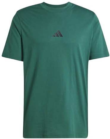 adidas Men's Essential Three Stripes Single Jersey TEE, Collegiate Green/Black, S