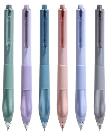 Craftsboys Gelschreiber, 0,5 mm, schwarze Tinte, schnell trocknend, 6 Stück, einziehbare Tintenroller (sortiert)