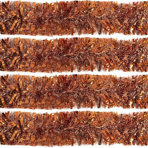 The Tie Company Thick Sparkling Orange Tinsel Christmas Tree Garland – Elegant Holiday Decoration for Festive Christmas Décor (Pack of 1 (2m))