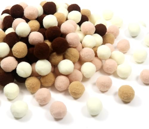 TOAOB 200 Piezas Pompones Manualidades Esponjosos Beige Temático 20 mm Bolas de Alta Elasticidad para Decoraciones Bricolaje Suministros de Costura Creativos Guirnaldas y Flecos Proyectos Artesanías