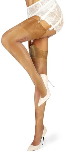 VOGEL VERE Calze Reggicalze Classiche e Sensuali per Donna, Calze Nylon Trasparenti Inelastiche con Stile Retrò