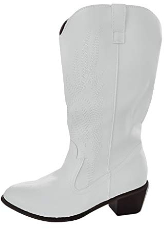 Bottines d'hiver pour femme - Bottes d'extérieur - Chaussures à talons pour femme, Blanc., 38 EU