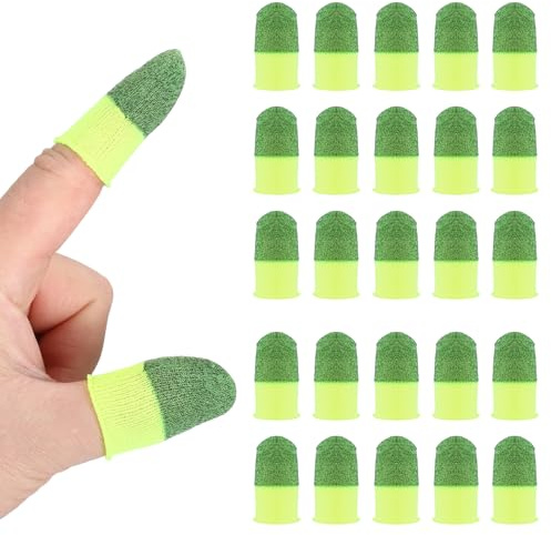 PATIKIL Manchon De Contrôleur pour Doigts Et Pouces, 40 Pièces Manchons De Doigts pour Jeux Mobiles Gants À Embout en Fibre Argentée Anti-Transpiration Respirants pour Écrans, Vert/Jaune