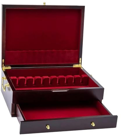 FytStycale Caja de Madera para Cubiertos con Asa, Tapa Abatible Y Dos Compartimentos.
