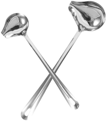 MOLUCKFU Cucharas para Salsas de Acero Inoxidable 2 Piezas Grande y Pequeño Utensilios de Cocina para Servir y Decorar Salsas Sopas y Aderezos Aptas para Hogar y Restaurante