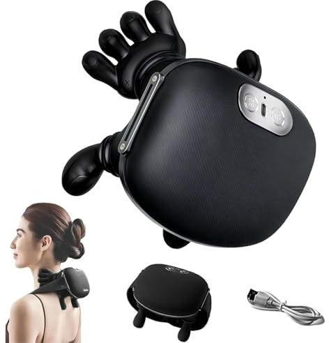 Masseur de cou 4D, Main Massante Nuque, Masseur Cervical USB, avec 3 Niveaux de Massage, 2 Modes de Chaleur, Robot Masseur pour Maison Bureau Voyage, Détendre les Muscles, Soulager la Fatigue