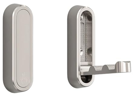 2 ganci da parete pieghevoli in lega di zinco, processo di galvanizzazione, ad alta resistenza, pieghevoli e ganci da parete per guardaroba, cucina e bagno, senza colla (argento)