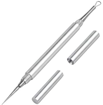 Aiguille à Lancette en Acier Inoxydable,Métal 2 en 1 Aiguille de Nettoyage de l'Acné Professionnel Aiguille à Bouton Double Extrémité Extracteur de Comédons pour le Nez et le Visage (Argent)
