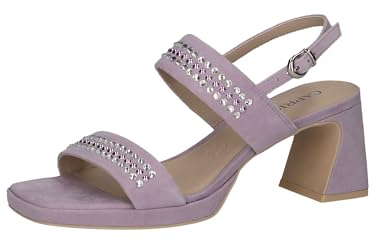 CAPRICE Damen Sandalen mit Absatz aus Leder Elegant, Lila (Lavender Suede), 39 EU